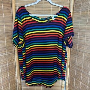Torrid Women’s Size 1X Abbey Georgette Button Back Blouse Rainbow